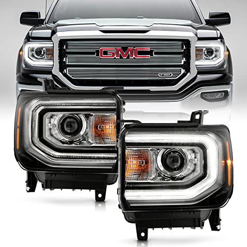 ACANII - For [HID/Xenon Model] 2016-2018 GMC Sierra 1500 Factory LED DRL Projector Headlights Headlamps Pair Left+Right