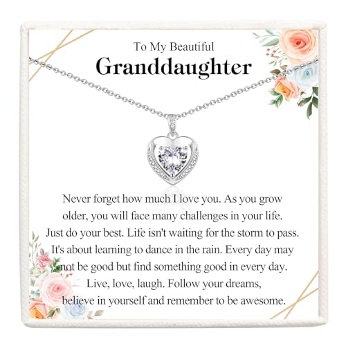 Image of VOSAP Granddaughter Gifts: Heart Pendant Necklace for Teenage Girls - Sweet Graduation & Birthday Gifts, Stocking Fillers