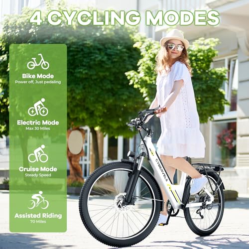 Cybervelo 1000W Peak Electric Bike for Adults,up 80 Miles Removable Battery Ebike, 26" Electric E Bike with 7-Speed,Adult Electric Bicycles for Commute Beach Snow Womens/Man All Terrain - Image 2
