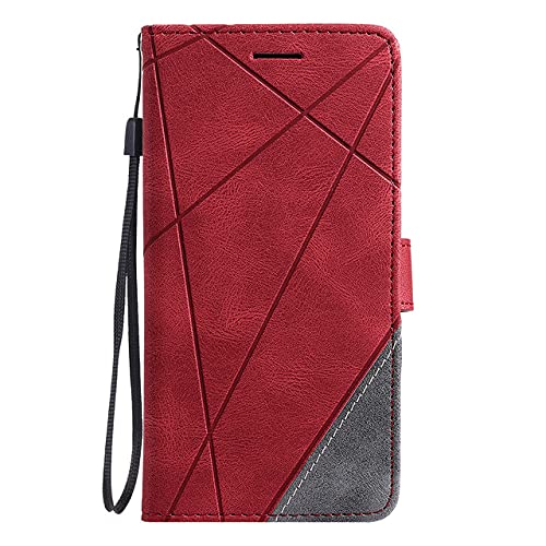Étui portefeuille en cuir pour iPhone XR - Housse rouge à rabat avec protection antichoc complète