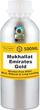 Parag Fragrances Mukhallat Emirates Gold Attar 500ml Wholesale Pack Attar Alcohol Free, Long Lasting Attar For Men - Women & Religious Use Worlds Best Attar | Itra | Fragrance Oil | Scent