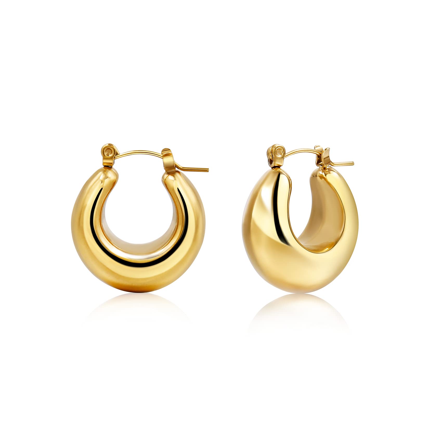 Elegance 11 designs Gold Hoop Chunky Thick Earrings Filled Plated For Women
