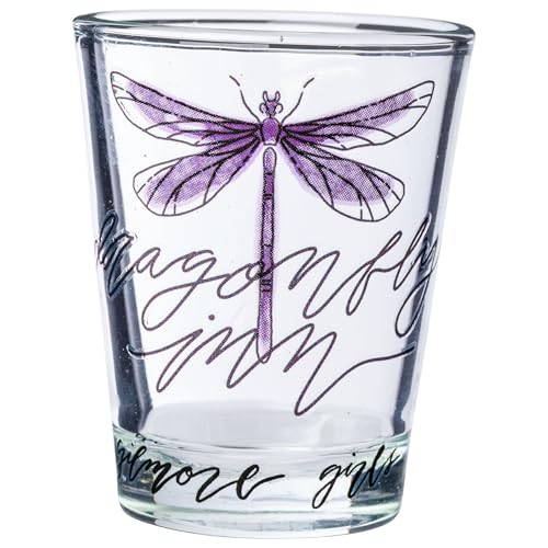 Image of Silver Buffalo Gilmore Girls 4-Pack Mini Glasses, Locations, 1.5oz | Warner Bros., Stars Hollow, Luke's Diner, Dragonfly Inn, Independence Inn, 44mL