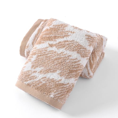 YiLUOMO Khaki Zebra-Stripe Pattern Hand Towel Set of 2 Soft and Absorbent Cotton Bathroom Hand Towel for Bathroom Home Fall Decorative 13 x 29 Inch