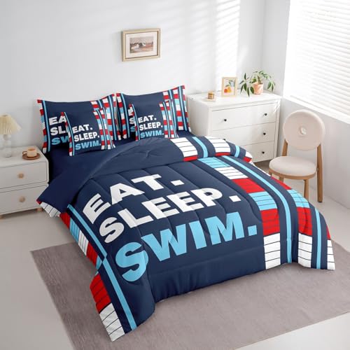 Image of Feelyou Kids Swimmer Bedding Set King Size 7 Piece for Boys Girls Teens