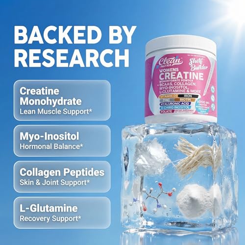 Creatine for Women | Creatine Monohydrate + BCAA Powder Myo-Inositol Collagen Biotin Hyaluronic Acid Folate L Glutamine Vitamin D3 Iron Zinc D-Chiro-Maca Digestion Shelf Builder By Clean Nutra - Image 4