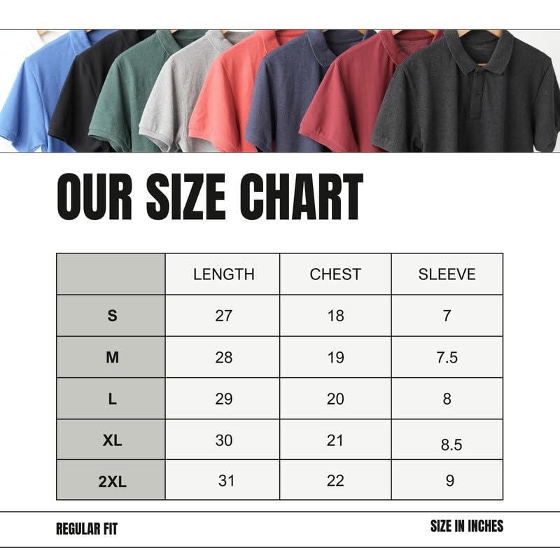 Image of Men's & Boys' Pure Cotton Polo T-Shirt - Half Sleeves, Regular Fit, Solid Plain Classic Polo Collar | Casual & Sportswear