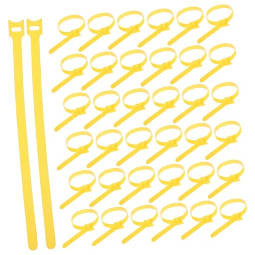 TEHAUX 100 piezas de tiras reutilizables de gancho y bucle para cables, pequeñas correas para gestión de cables de carga y organizador de cables para electrodomésticos, amarillas autoadhesivas para electrónica miniatura 1