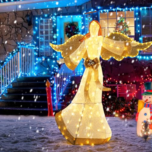 GOPLUS 160cm großer LED Engel, beleuchteter Weihnachtsengel warmweiß...