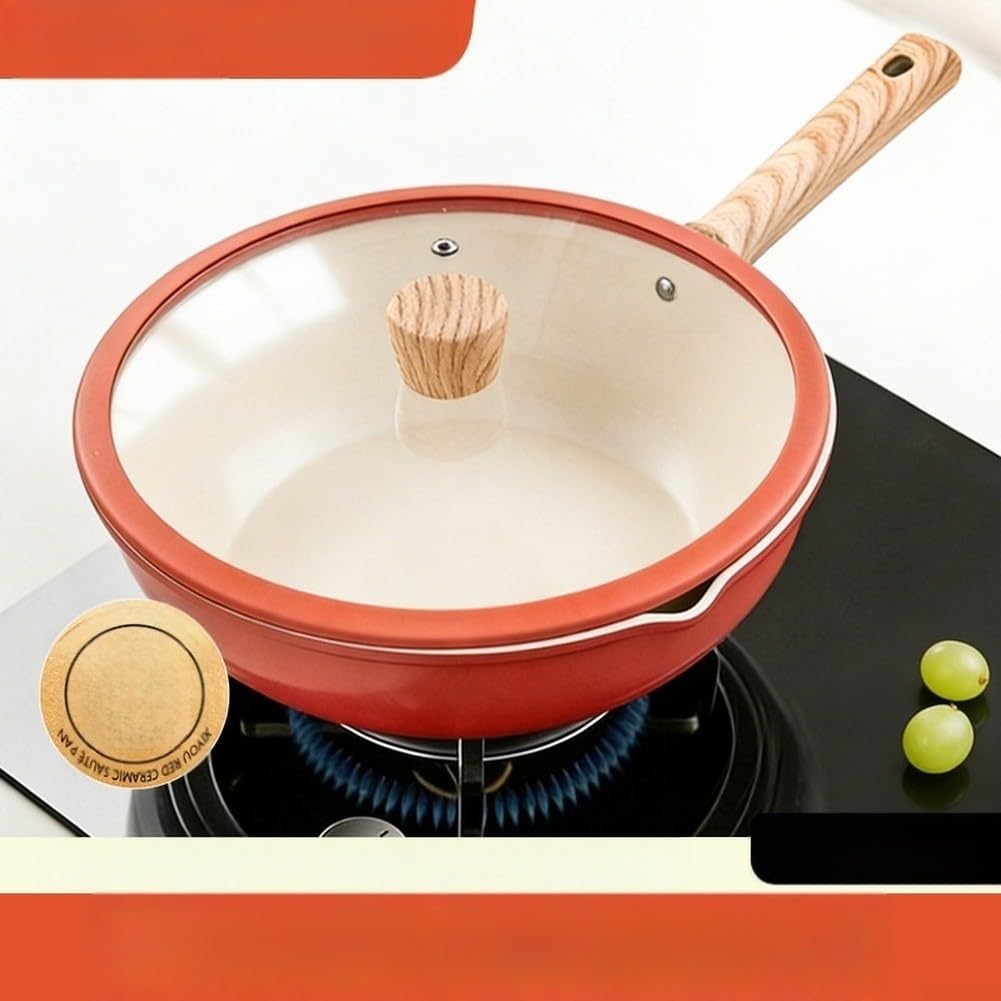 Für Gusseisen Bratpfanne Unbeschichtet Grapefruit Schmorpfanne Für Gas Induktion Schnelle Wärmeleitung Einfache Reinigung Ergonomischer Für Griff Glasdeckel Chinesisches Kochen Braten Schmoren