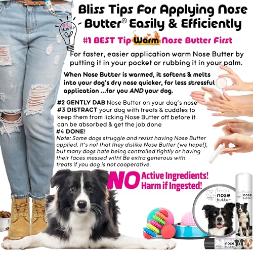 Image of The Blissful Dog Border Collie Nose Butter for Dry, Cracked Skin, Lick-Safe Dog Nose Balm with Moisturizing Shea Butter, Almond, Olive, and Essential Oils, Pet Supplies, Uncented, 0.50 oz.