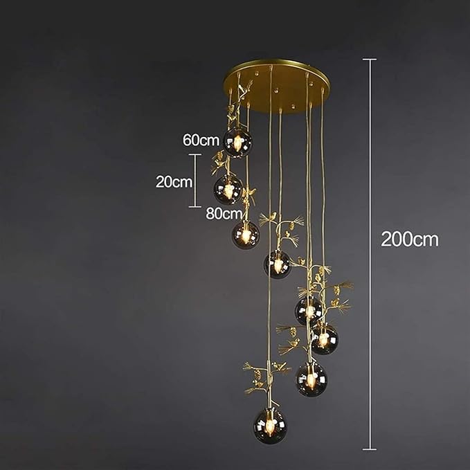 TXXM TXXMM Moderne creatieve kroonluchter,wendel trap corridor decoratieve lampen energiebesparende kroonluchter plafondlamp koper kroonluchter glas lamp lustres photo 2