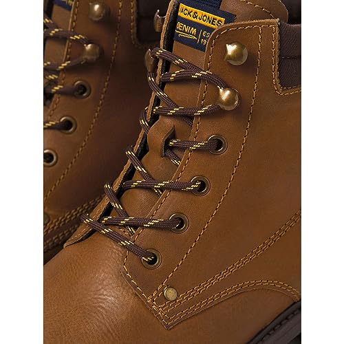 JACK & JONES Homme Jfwsolomon Bottes en Cuir Sn Bottines à Lacets, Miel, 44 EU