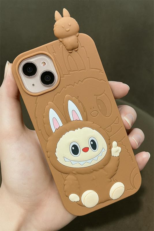 Image of ZR016 for iPhone 13 Back Case Cover | Cartoon Doll | Slim Fit | Camera Protection | Shockproof TPU Case - Brown