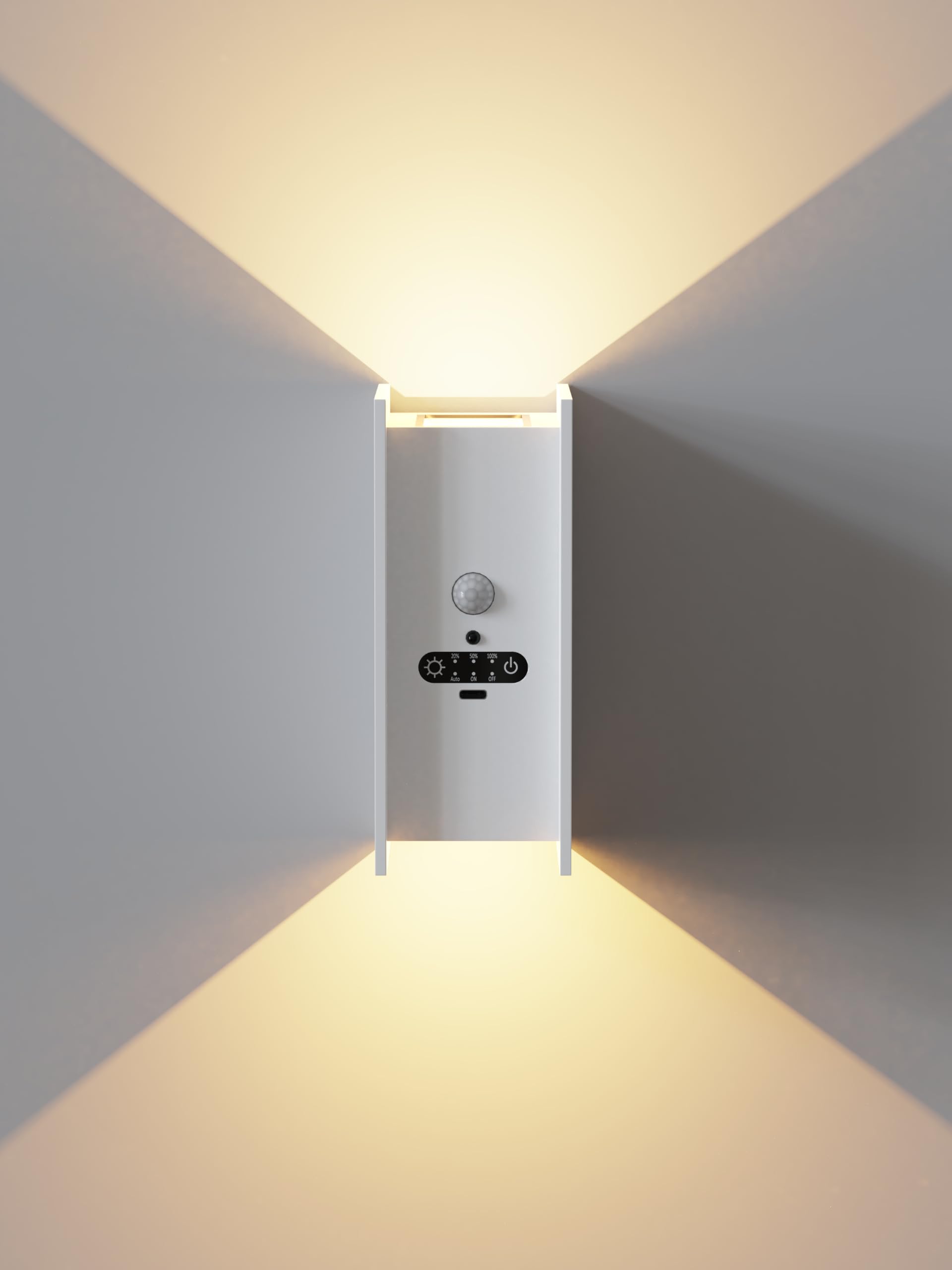 ACMHNC Lampada da Parete Senza Fili, Applique Ricaricabile da parete interno con Sensore di Movimento, 5W LED lampade senza corrente, Bianco Caldo, per Cameretta, Scale, Corridoio, Bianco
