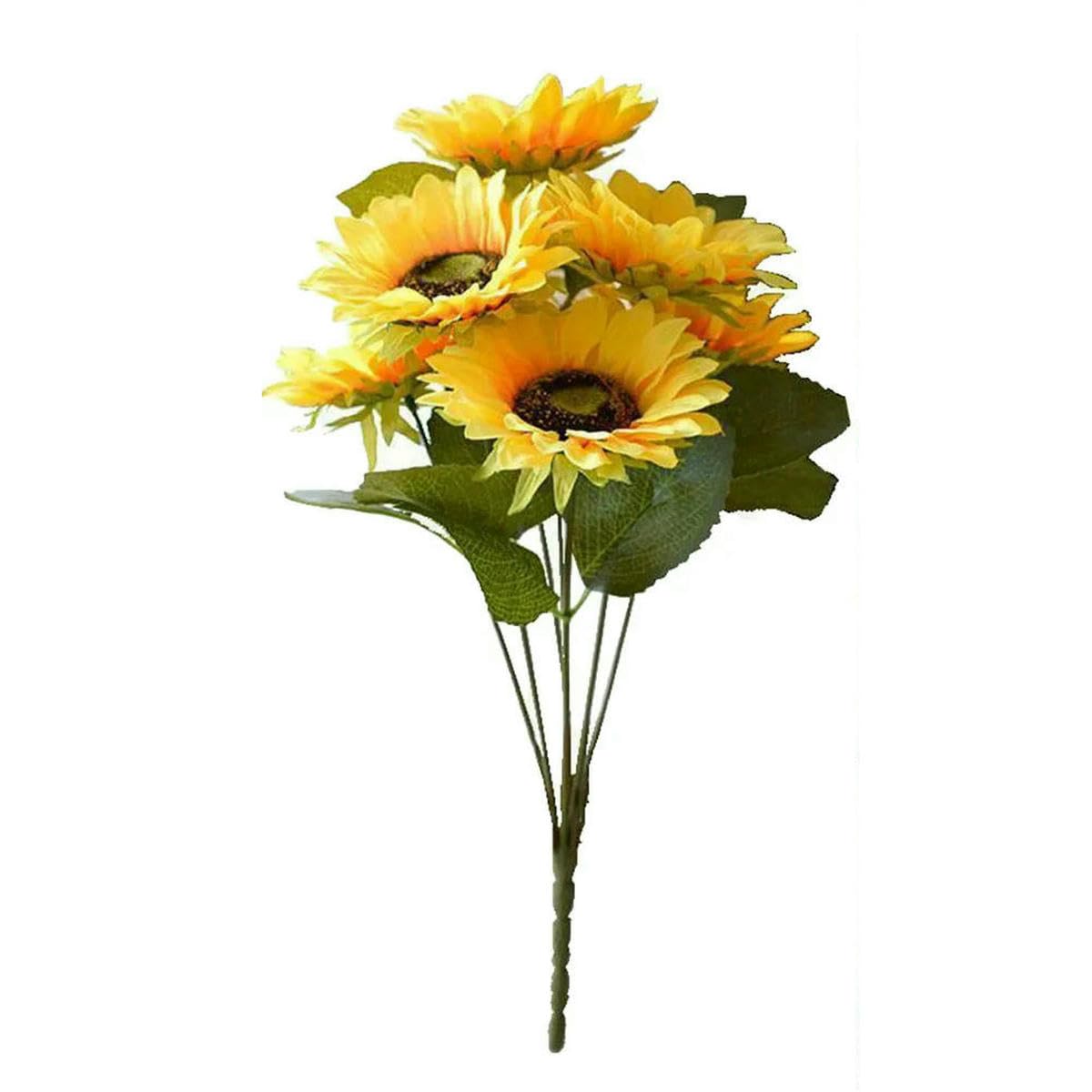 AYHTUD 1 Bunch 7 Heads Artificial Sunflowers 29cm Shrubs Fake Flower Bouquet For Garden Bookstore Wedding Cafe Store Party Decor-default