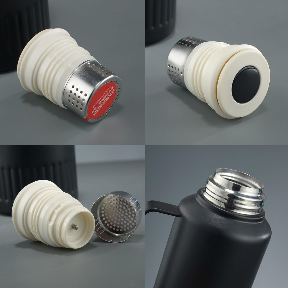 Botella de Beber de Acero Inoxidable, Taza de café aislada al vacío de Acero, Botella de Agua aislada de Acero Inoxidable, Botellas de Agua aisladas con Tapa de Taza a Prueba de Fugas,A