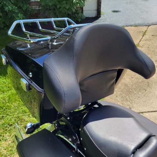 Image of ECOTRIC King Luggage Trunk W /Backrest & Mount Rack Compatible with Harley Davidson Touring Model 2009-2013 Electra Glide /CVO /Road Glide /Road King /Street Glide Top Luggage Rack Carrier Set