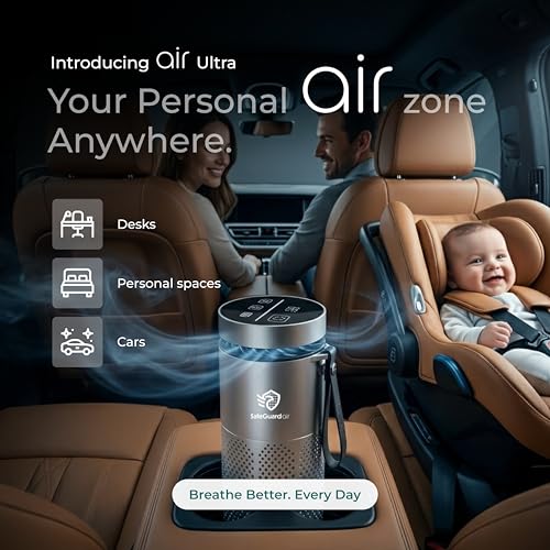 Image of Car Air Purifier with True H13 HEPA filtration & Smart Touch Display | 3-Speed Airflow | Ultra-Quiet | Cup Holder Design | Portable Air Purifier | Battery Operated