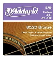 Best value for D'Addario guitar strings: multi-pack bundle savings on a range of string types and sizes Made in the U.S.A. for the highest quality and performance D'Addario EJ13 80/20 Bronze Wound Acoustic Guitar Strings Custom Light, 11-52 EJ13