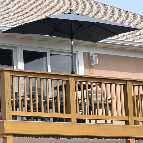Image of PURPLE LEAF Patio Market Umbrella 9' x 6' Rectangle Tilt Light Gray 8 Ribs