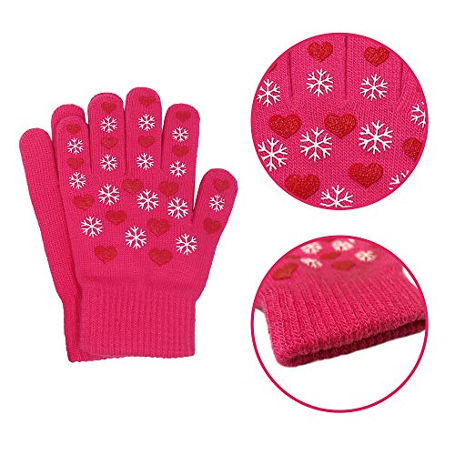 Image of Evridwear Kids Winter Gloves,3 Pairs Knit Warm Stretch Gripper Children Magic Glove for Boys Girls 4-14 Years