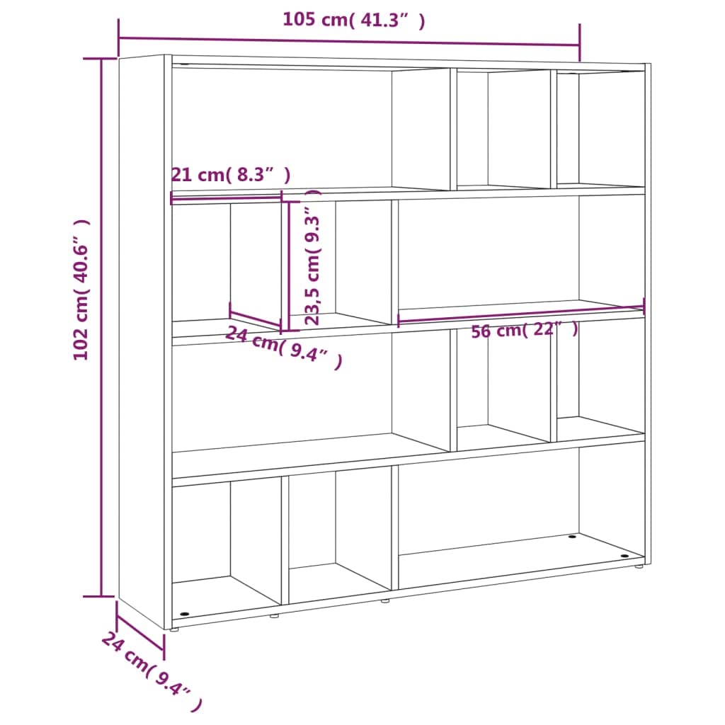 vidaXL Libreria/Divisorio Bianco 105x24x102 cm