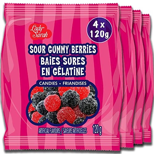 Sour Gummy Berries 16.9 Ounce - 1 Pound Gummy Candy | Smart Choice From Lady Sarah Variety Sweets - Canada's Top Gummies Candy - 4 Candy Bags X 4.23 Ounce #TOP4