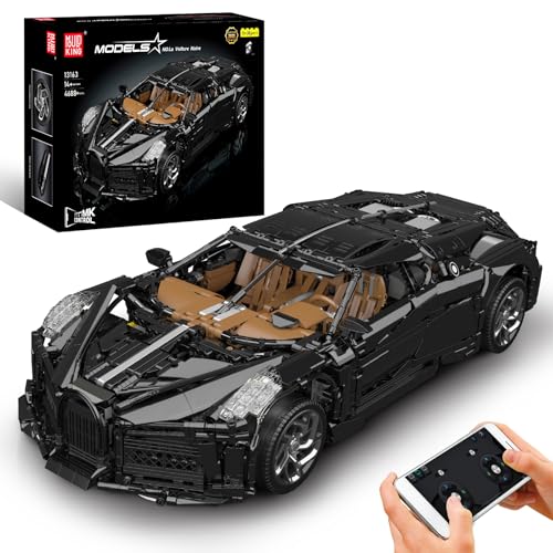 Mould King 13163 Technik für Chiron Modellauto-APP Ferngesteuert elektrisch Bausatz im Maßstab 1:8 Super-Sportwagen, Technologie Mechanische Gruppe Auto Klemmbausteine Bausatz (3599 Teile)