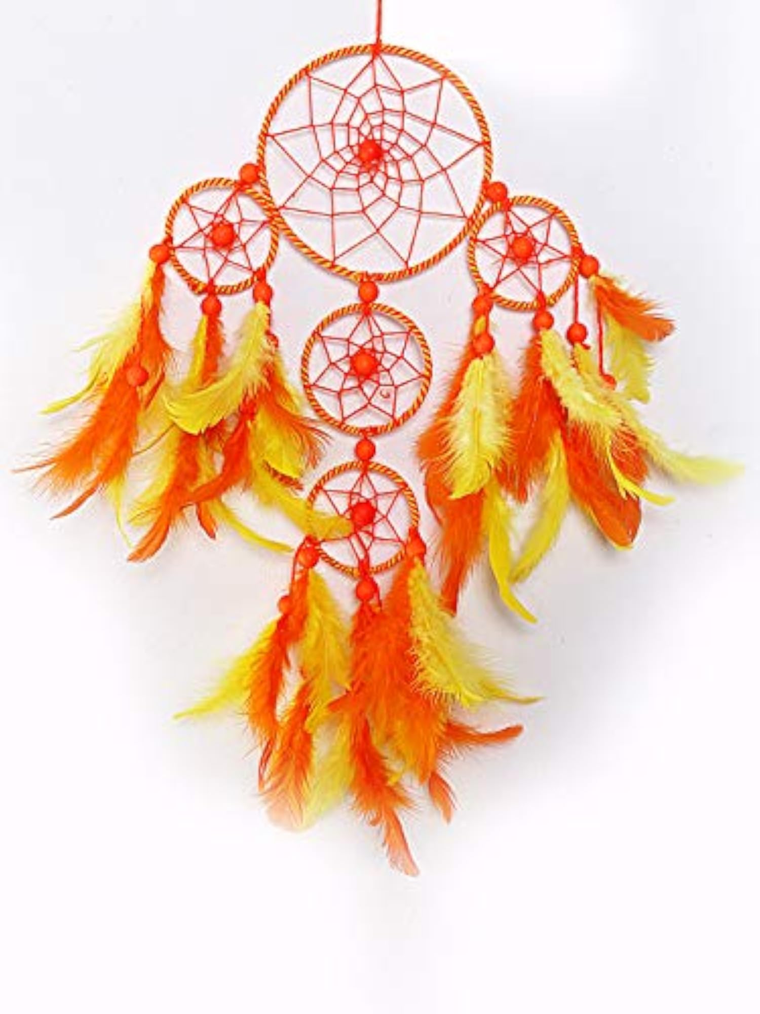 Yellow Orange 4 Tier Dream Catcher Wall Hanging