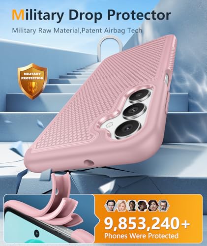 Image of FNTCASE for Galaxy A17 /A16 5G Phone Case - Samsung A17 Military Grade Drop Protection, 14ft Drop Tested, Screen Protector Included, Anti-Slip Matte Textured, TPU+PC Dual Layer Shockproof Cover (Pink)
