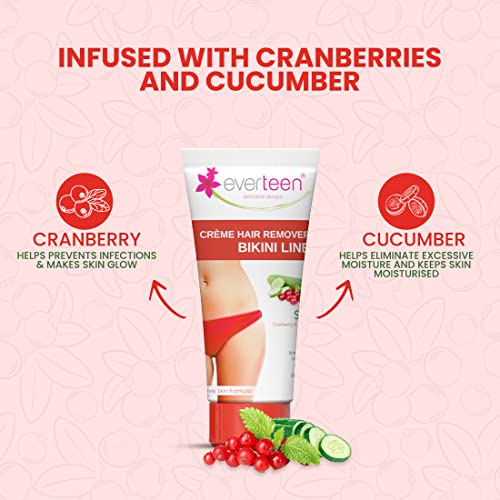 Image of everteen 50g x 4 Silky Hair Removal Cream for Women & Girls, Painless Hair Remover Cream for Bikini Line and Underarms with Cucumber, No Harsh Smell - Pack of 4