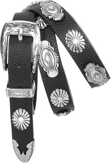 Woman Western-Leather-Belts - Round Cowboy Cowgirl Country Belt for Jeans Pants Dresses(for 28''-38'')4