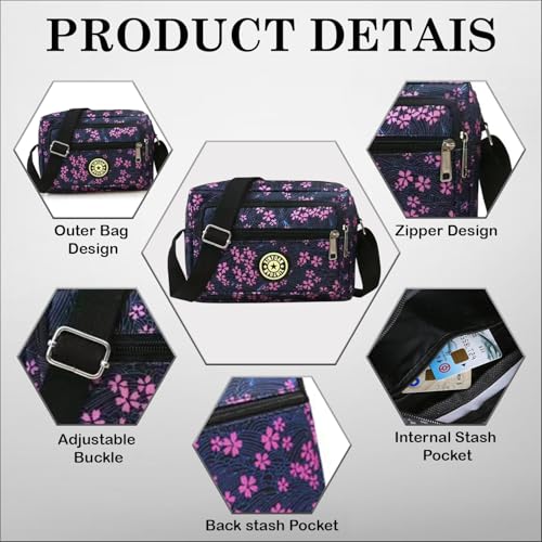 Image of MOMISY Women Mobile Messenger cellphone Bag Ladies Nylon Shoulder Cross Body Long Strap for College, Outing, Travelling, Work