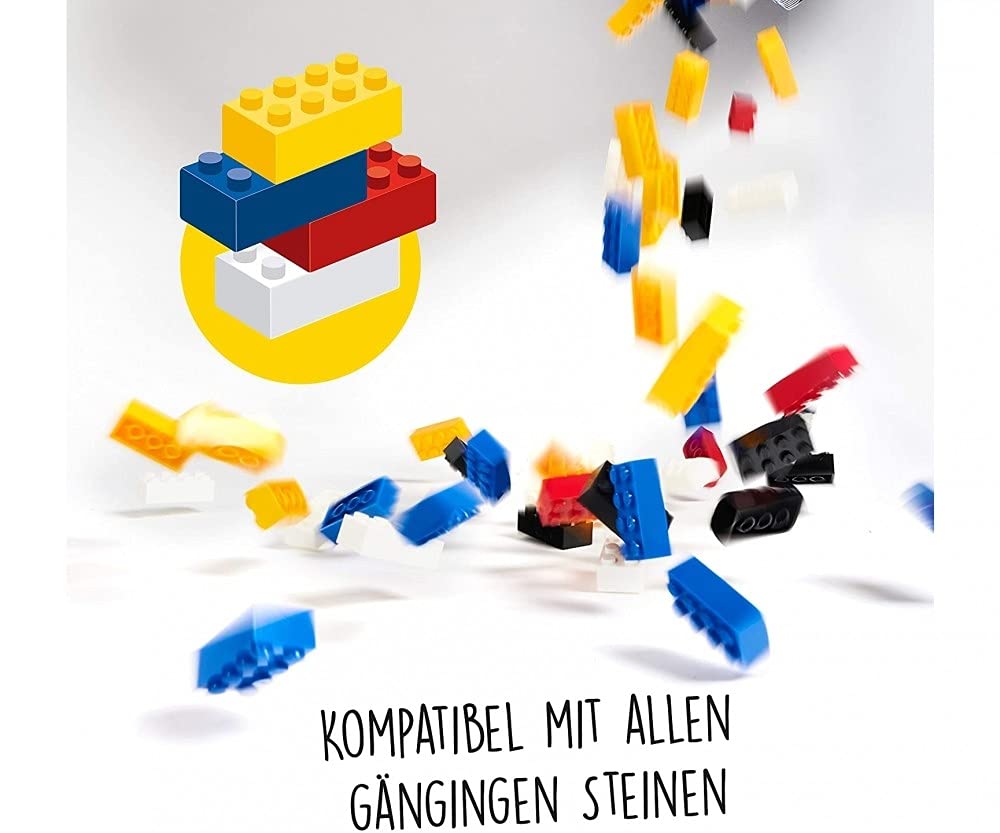 Simba 104114200 - Blox 700 Bausteine für Kinder ab 3 Jahren, 8er Steinebox mit Grundplatte, vollkompatibel, farblich gemischt, Schwarz