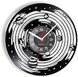 Wall Clock Astronomy Wall Clock Planet Orbits Boundless Cosmic Space Laser Etched Vinyl Wall Watch...