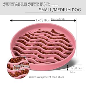 Slow Feeder Dog Bowls, Silicone Food Bowl Anti-Gulping, Pets Puppy Slow Feeder with Suction Cups, Dishwasher Microwave Safe for All Small Medium Dogs, Wave Design Pink Slow Feeder Dog Bowls Silicone Food Bowl Anti Gulping Pets Puppy Slow Feeder with Suction Cups Dishwasher Microwave Safe for All Small Medium Dogs Wave Design Pink
