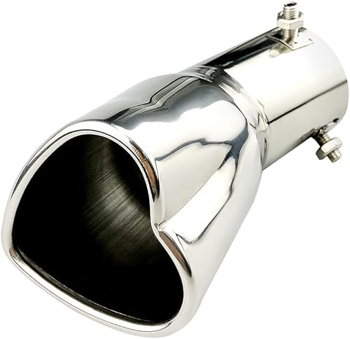 Miniatura 2 de idain Puntas de escape de entrada de 2.5 pulgadas, punta de escape en forma de corazón cromada de acero inoxidable, silenciador universal para tubo