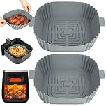BYKITCHEN Silicone Air Fryer Liner Square, 2 Pack 8 Inch Air Fryer Silicone Inserts, Silicone Baking Basket/Tray, Air Fryer Accessories for COSORI, Ninja, Tower, Tefal, Philips Air Fryer