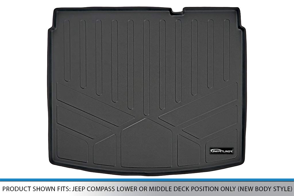 SMARTLINER Cargo Trunk Liner Floor Mat Black for 2017-2021 Jeep Compass Lower or Middle Deck Position Only (New Body Style)