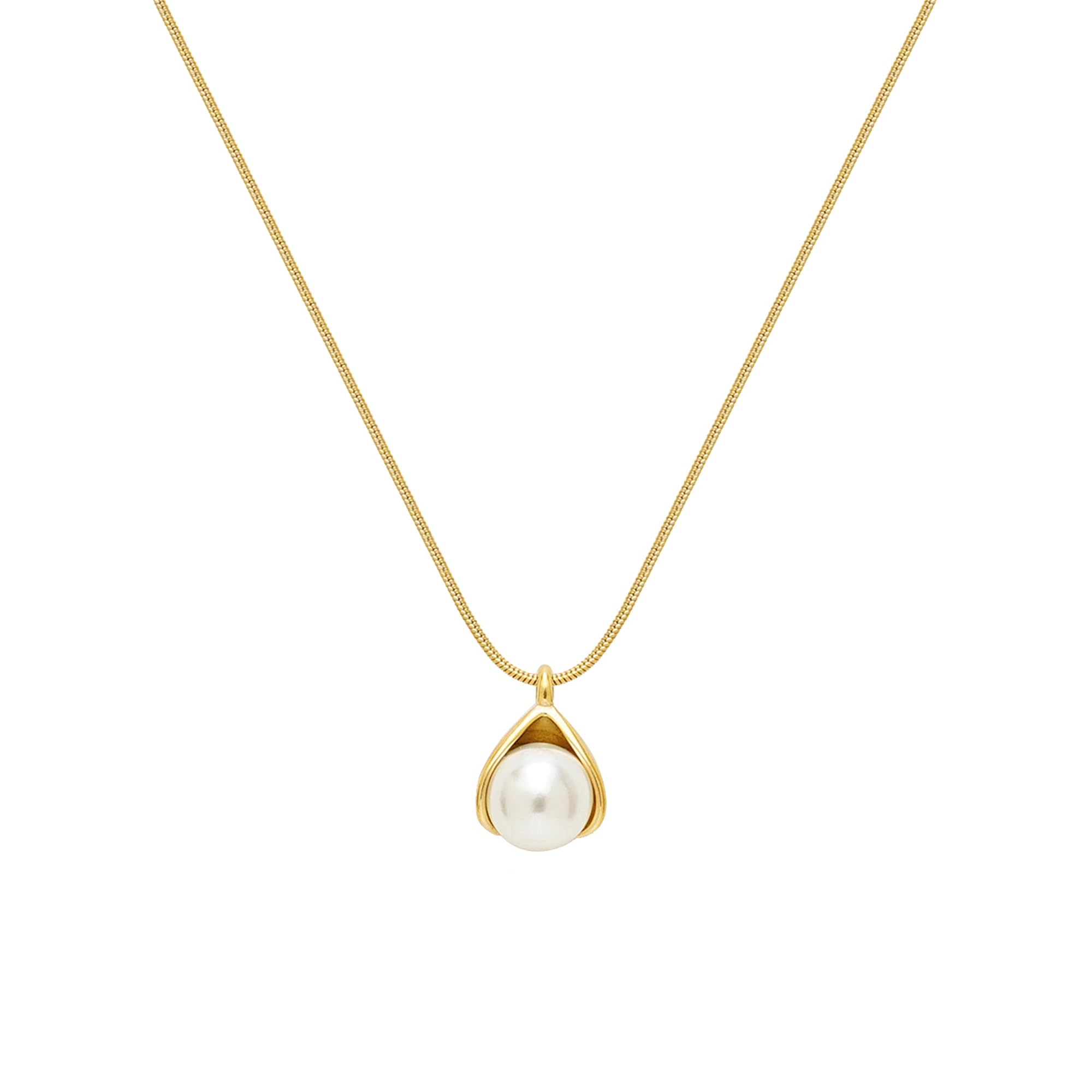 White Pearl Anti-Tarnish Gold-Plated Chain NeckPendant | Stainless Steel Waterproof Necklace | Neckpieces for Gift Women and Girls | Valentine Gift For Girlfriend-image-16