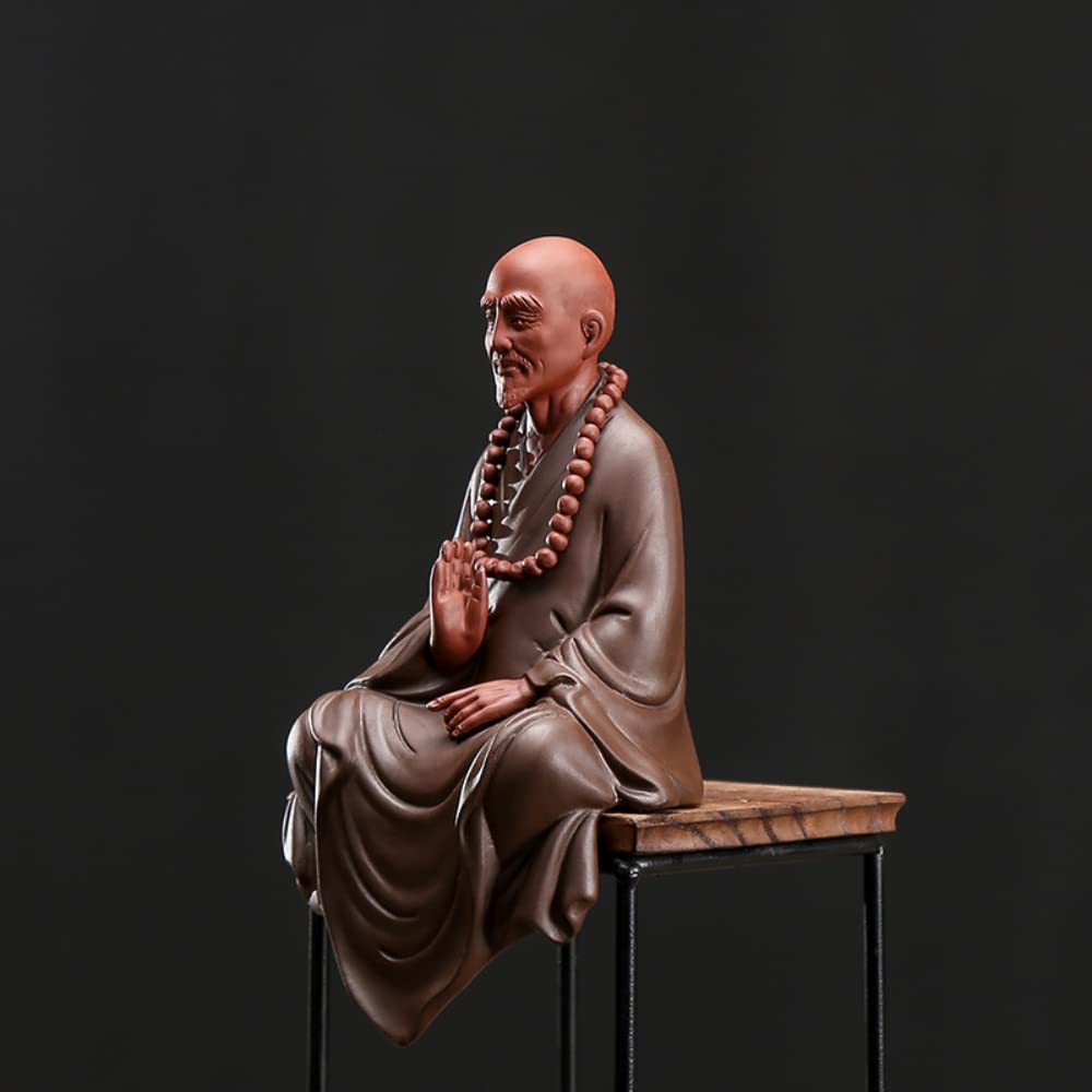 XIALON Estatua de Buda de 20 cm para meditación sentada, arena morada, sala de estudio de cerámica, chino clásico zen