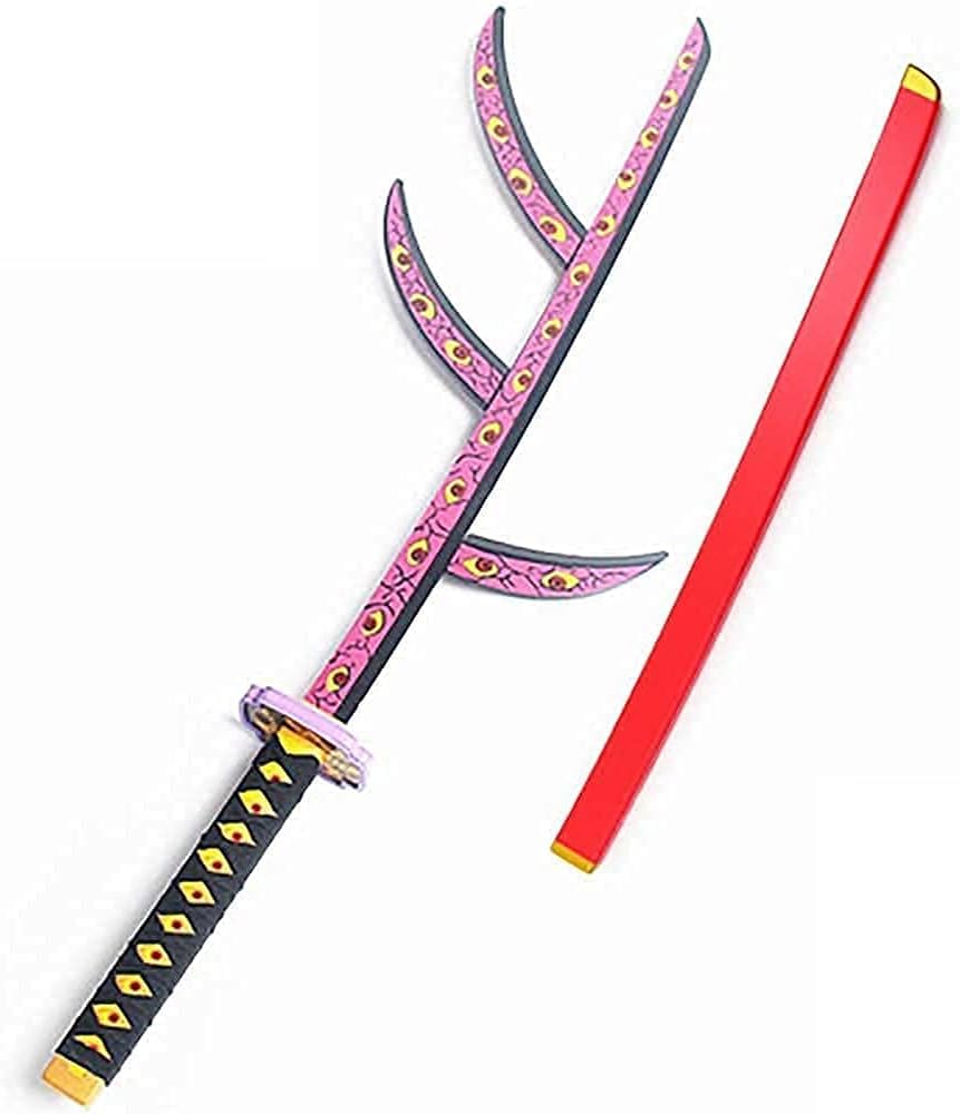 Handmade Wooden Swords With Scabbard For Demon Slayer for Kokushibou, Cosplay Anime Decorative Weapon Toy Blade Sword One Piece