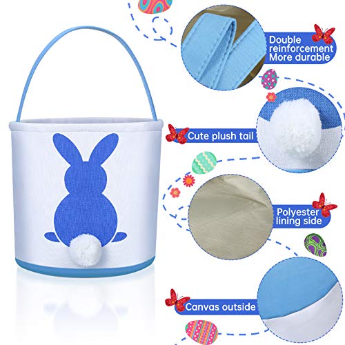 Weewooday 6 Pcs Easter Bunny Basket Bags Canvas Rabbit Bucket Tote for Easter Egg Hunts Candy Gifts Storage(Fresh Style,Colorful 1) by Weewooday - Image 5
