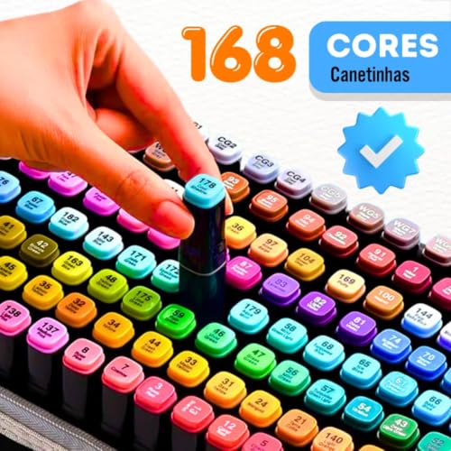 Estojo 168 Canetas Marcador para Colorir - Kit Conjunto Canetinha Profissional Tiktok Marcadora Perm