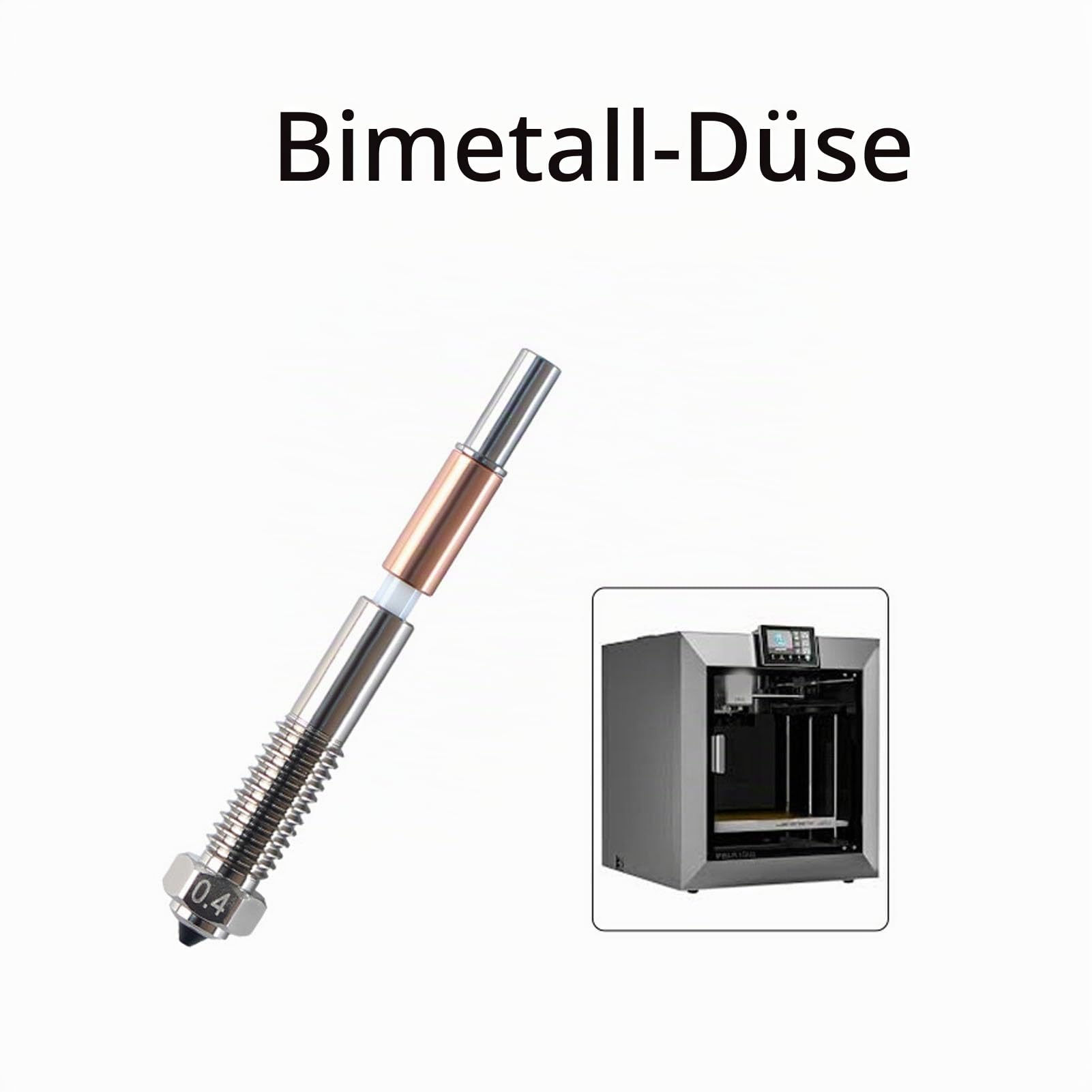 Bimetallische Extruderdüsen, Integrierte Keramikisolierung, kein Werkzeugwechsel, 0,2 Mm, 0,4 Mm, 0,6 Mm, 0,8 Mm Düsen mit Glänzender Innenseite, für QIDI PLUS 4 3D-Drucker