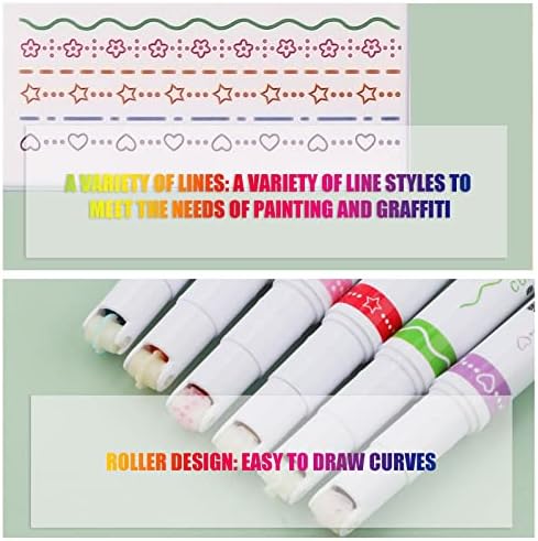 KINBOM 6pcs Curve Highlighter Pens, Colored Curve Shapes Fine Tips Pens with Different Curve Shapes for Students Kids Teens Adults Writing Drawing Journaling (6 Styles)