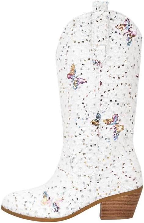 sexytag Cowgirl Boots Glitter Mid Calf Western Cowboy Boots