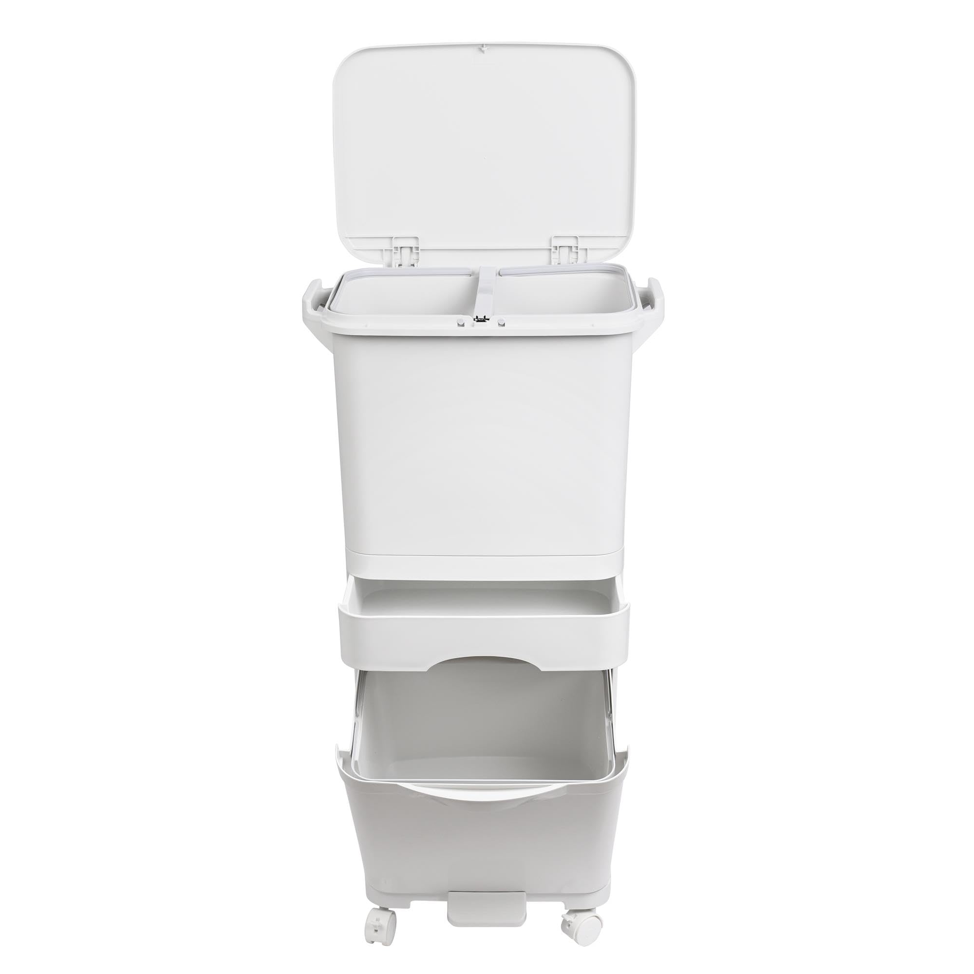 Poubelle de recyclage à tri sélectif 42 L triple compartiment avec pédale roulettes poignée