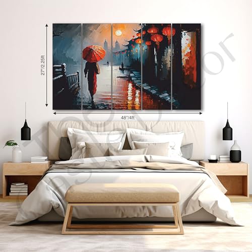 Image of The Castle Decor Abstract art painting with frame Big Size 27x48 Wall art for living room,Bedroom,Drawing room,Hotels-Wooden Framed-276